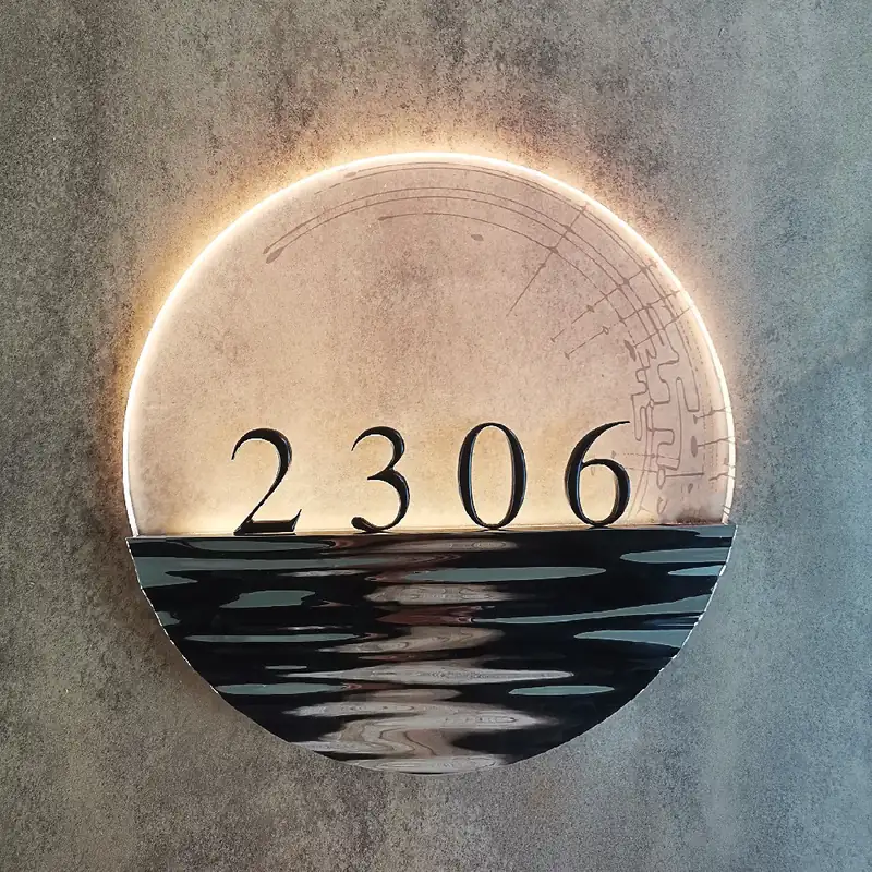 Y003 round aluminum room number 2306 with edge-lit frosted top