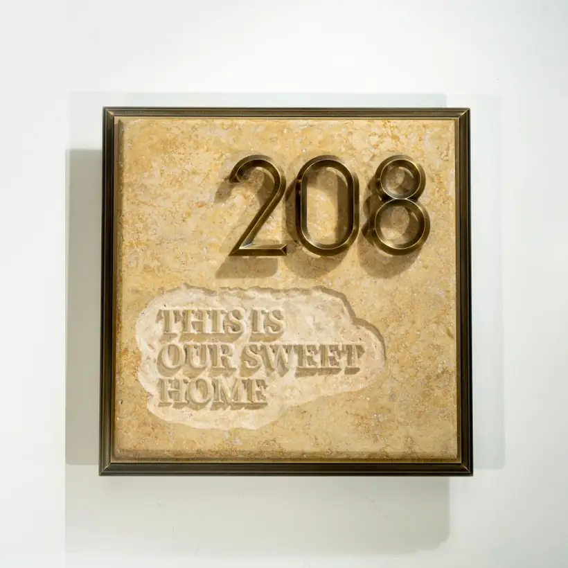 Stone look exterior address plaque with raised numbers