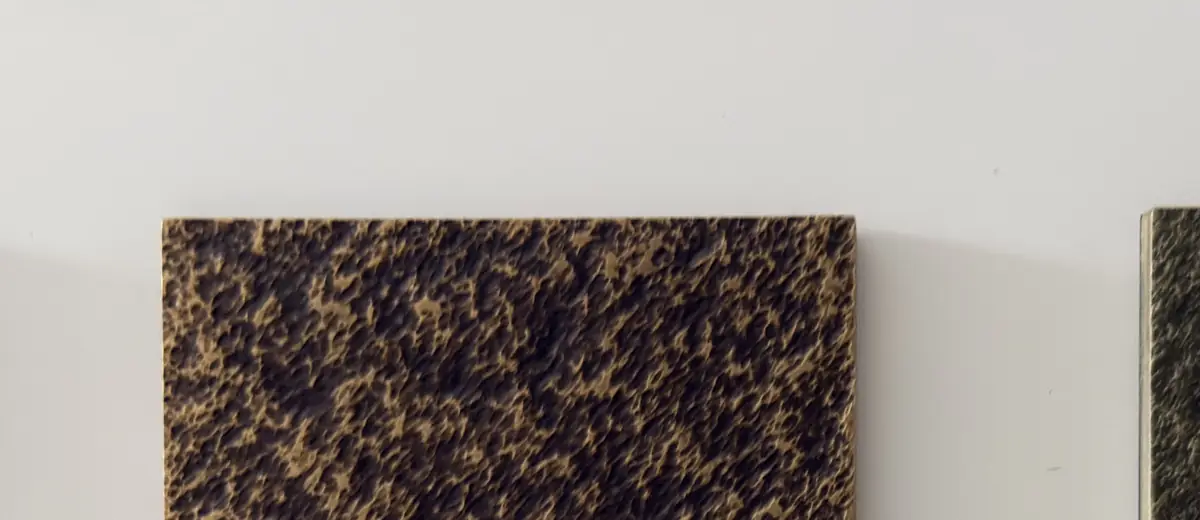 Surface finish sample board showing metal color and texture options