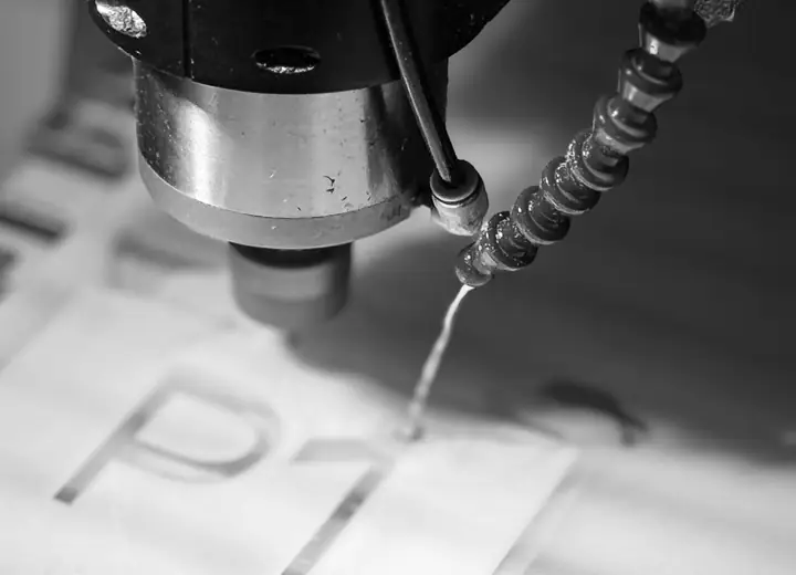 Router close-up used for vertical milling of sign panels