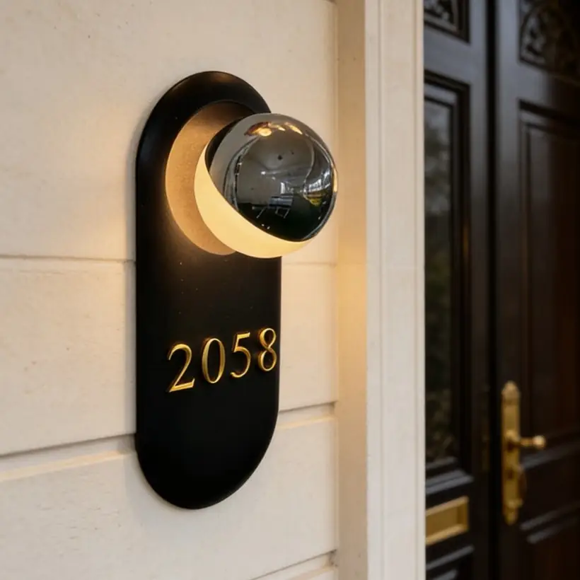 Wall mounted hotel room number sign used for room schedule and installation planning