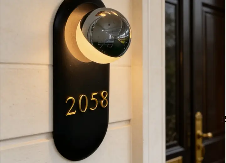 Black and gold custom hotel room number sign used as a buyer guide reference